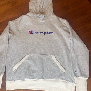 Champion Girls Sweatshirt with Hood Size L. Light heather gray